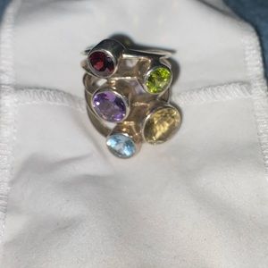 Beautiful sterling silver Multi stone ring